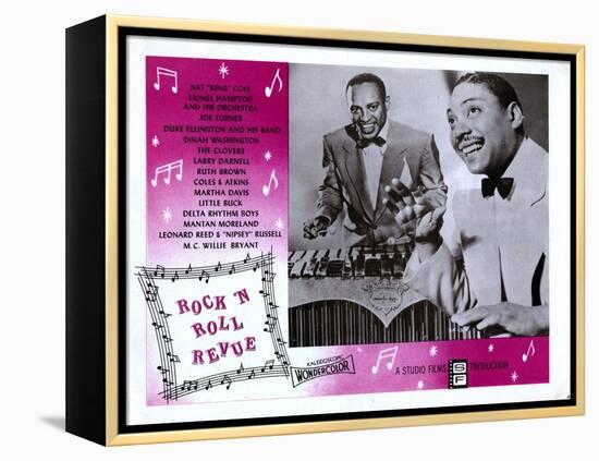 Rock 'N' Roll Revue, from Left: Lionel Hampton, Joe Turner, 1955-null-Framed Stretched Canvas