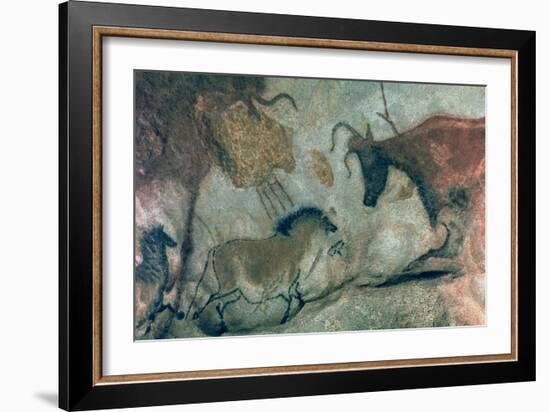 Rock Painting Showing a Horse and a Cow, circa 17000 BC-Prehistoric-Framed Giclee Print