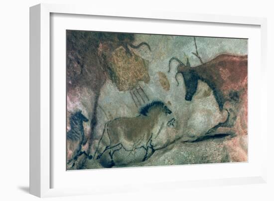 Rock Painting Showing a Horse and a Cow, circa 17000 BC-Prehistoric-Framed Giclee Print