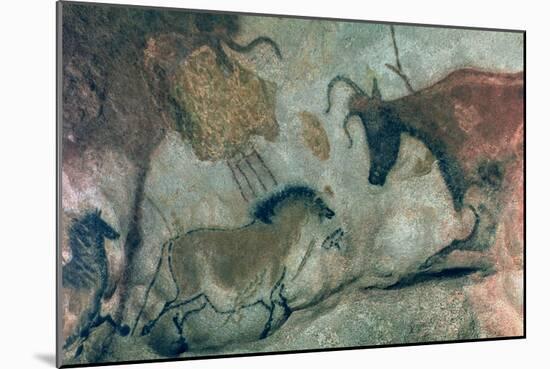 Rock Painting Showing a Horse and a Cow, circa 17000 BC-Prehistoric-Mounted Giclee Print