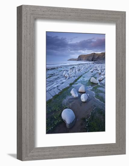 Rock Pools on Kilve Beach, Somerset, England. Summer-Adam Burton-Framed Photographic Print