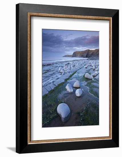 Rock Pools on Kilve Beach, Somerset, England. Summer-Adam Burton-Framed Photographic Print