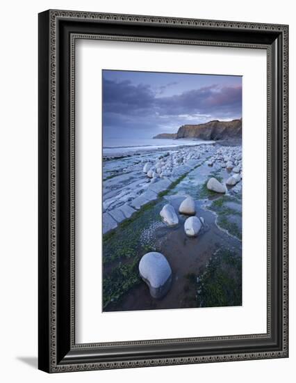 Rock Pools on Kilve Beach, Somerset, England. Summer-Adam Burton-Framed Photographic Print