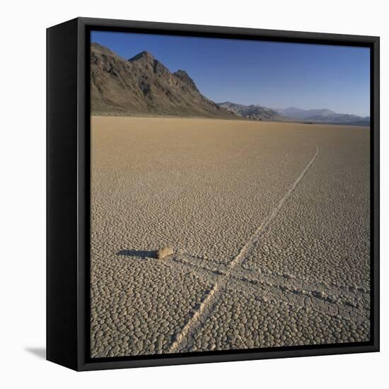 Rock Pushed by Wind in Desert-Micha Pawlitzki-Framed Premier Image Canvas