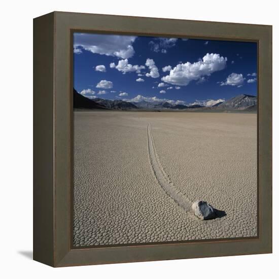Rock Pushed by Wind in Desert-Micha Pawlitzki-Framed Premier Image Canvas