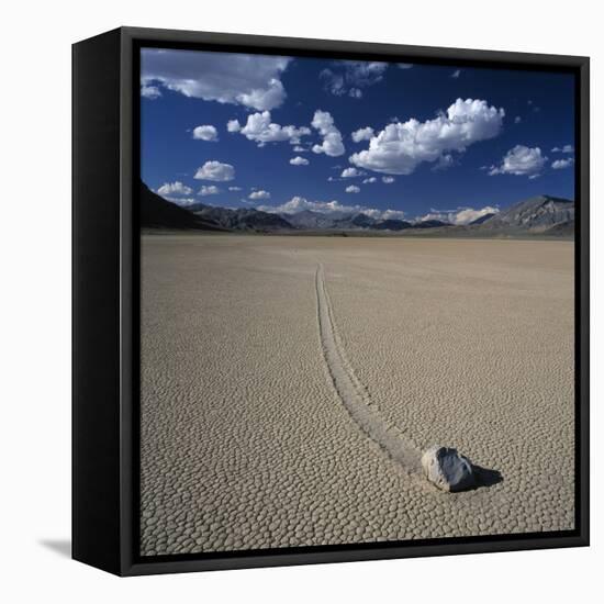 Rock Pushed by Wind in Desert-Micha Pawlitzki-Framed Premier Image Canvas