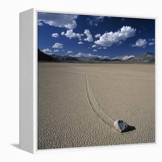Rock Pushed by Wind in Desert-Micha Pawlitzki-Framed Premier Image Canvas