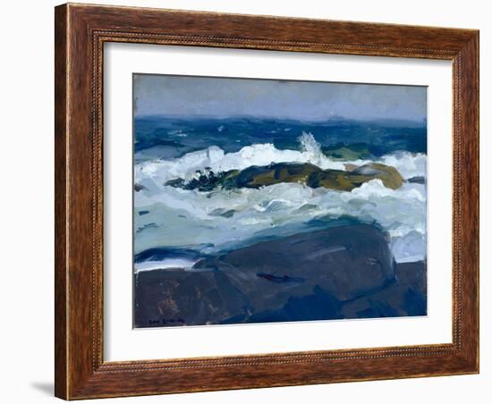 Rock Reef, Maine, 1913 (Oil on Wood)-George Wesley Bellows-Framed Giclee Print