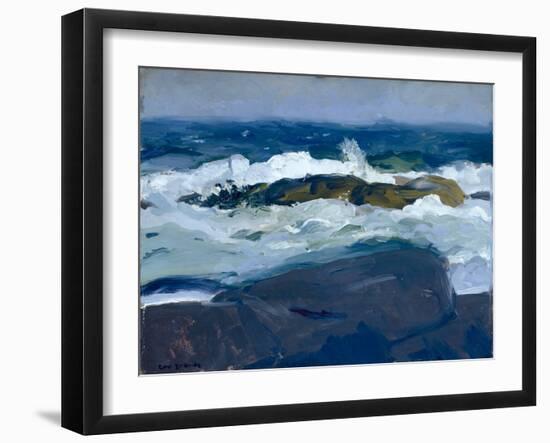 Rock Reef, Maine, 1913 (Oil on Wood)-George Wesley Bellows-Framed Giclee Print