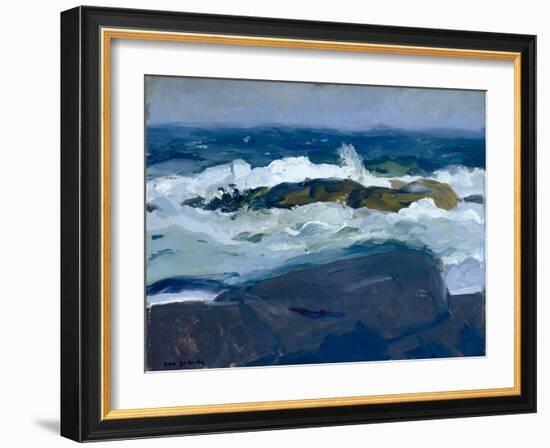 Rock Reef, Maine, 1913 (Oil on Wood)-George Wesley Bellows-Framed Giclee Print