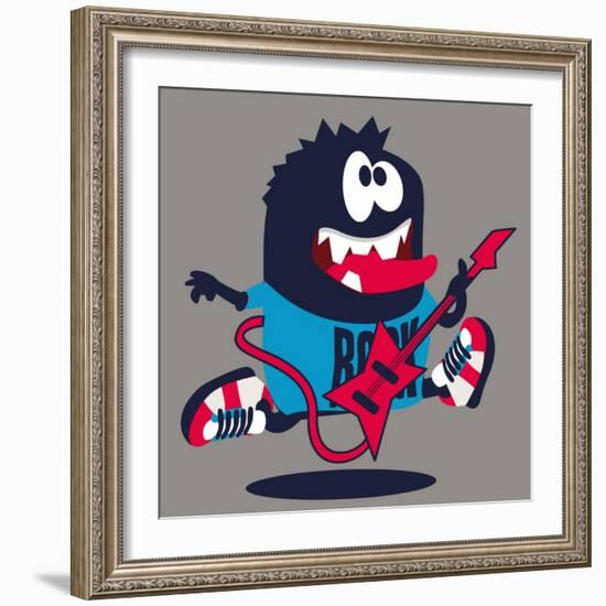 Rock, Rocker Monster-braingraph-Framed Art Print