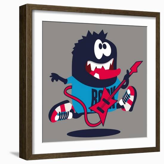 Rock, Rocker Monster-braingraph-Framed Art Print