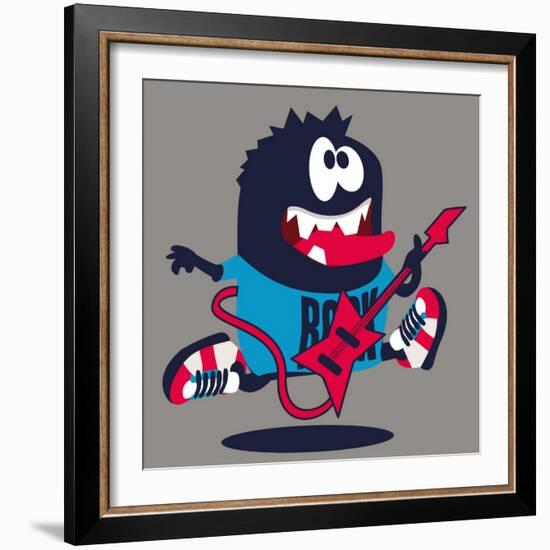 Rock, Rocker Monster-braingraph-Framed Art Print