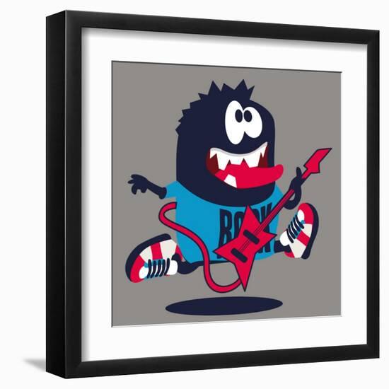 Rock, Rocker Monster-braingraph-Framed Art Print