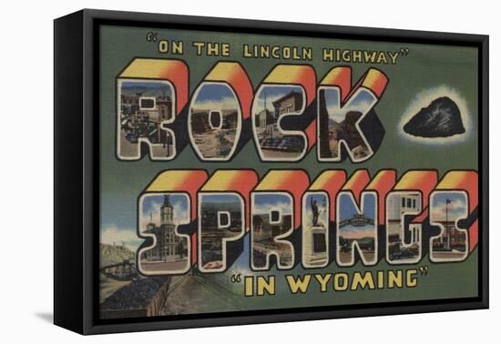 Rock Springs, Wyoming - Large Letter Scenes-Lantern Press-Framed Stretched Canvas