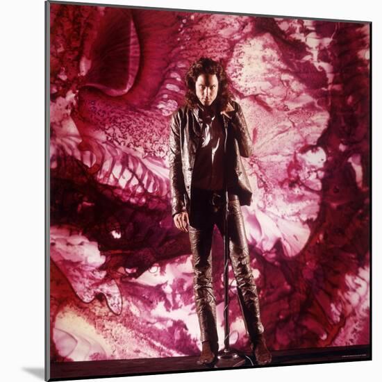 Rock Star Jim Morrison of the Doors Singing Alone on Stage in Front of a Psychedelic Backdrop-Yale Joel-Mounted Premium Photographic Print