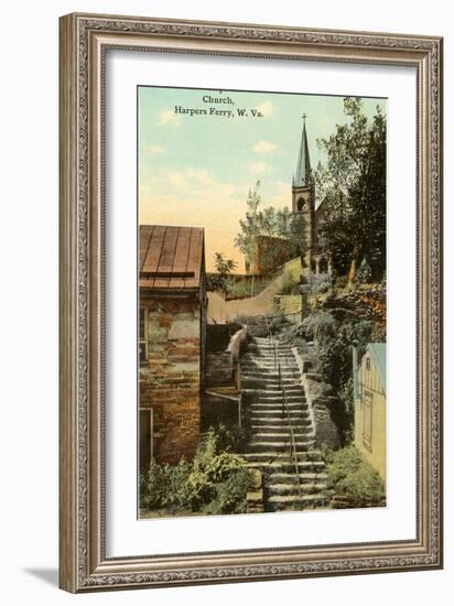 Rock Steps, Catholic Church, Harper's Ferry, West Virginia-null-Framed Art Print