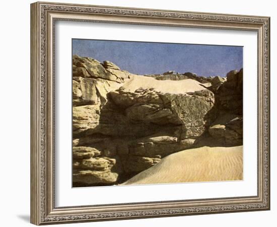 Rock wall in the Sahara, Egypt-English Photographer-Framed Giclee Print