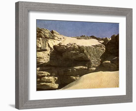 Rock wall in the Sahara, Egypt-English Photographer-Framed Giclee Print