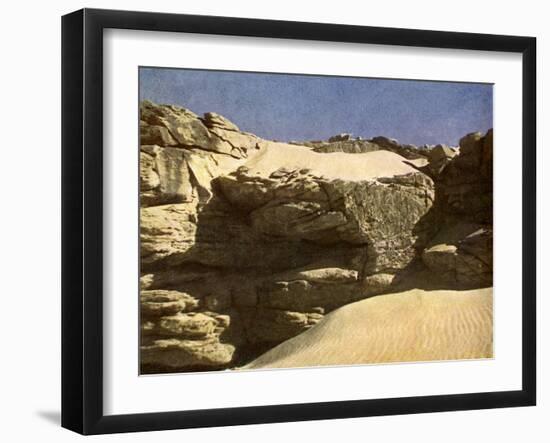 Rock wall in the Sahara, Egypt-English Photographer-Framed Giclee Print