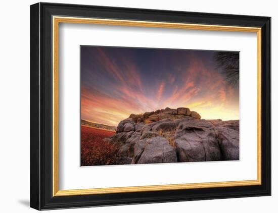 Rock Wall Sunset-Bob Larson-Framed Art Print