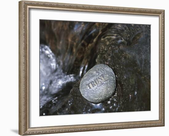 Rock with the Word Trust in Water-null-Framed Photographic Print