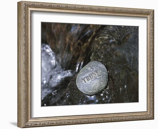 Rock with the Word Trust in Water-null-Framed Photographic Print