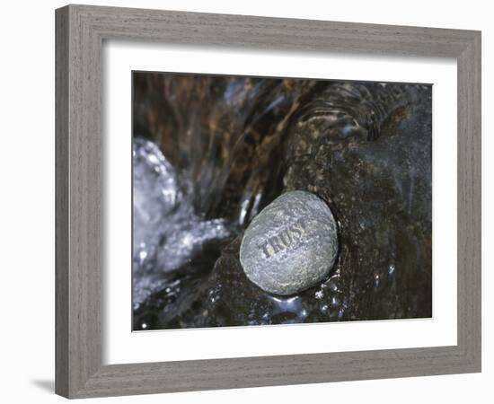 Rock with the Word Trust in Water-null-Framed Photographic Print