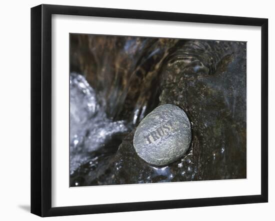 Rock with the Word Trust in Water-null-Framed Photographic Print