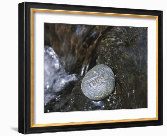 Rock with the Word Trust in Water-null-Framed Photographic Print