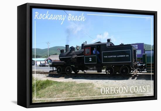 Rockaway Beach, Oregon - Train Sideview-Lantern Press-Framed Stretched Canvas