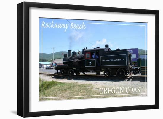 Rockaway Beach, Oregon - Train Sideview-Lantern Press-Framed Art Print
