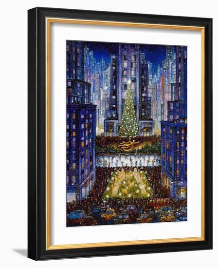 Rockefeller Center 2 Blue-Bill Bell-Framed Giclee Print