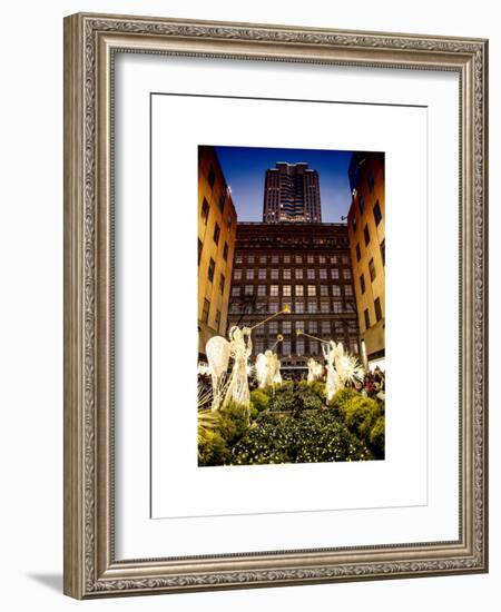 Rockefeller Center and 5th Ave Views with Christmas Decoration at Nightfall-Philippe Hugonnard-Framed Art Print