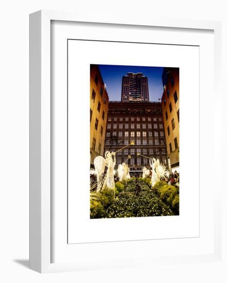 Rockefeller Center and 5th Ave Views with Christmas Decoration at Nightfall-Philippe Hugonnard-Framed Art Print