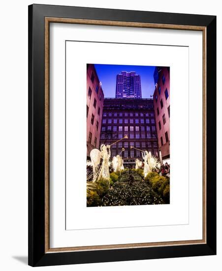 Rockefeller Center and 5th Ave Views with Christmas Decoration at Nightfall-Philippe Hugonnard-Framed Art Print