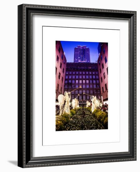 Rockefeller Center and 5th Ave Views with Christmas Decoration at Nightfall-Philippe Hugonnard-Framed Art Print