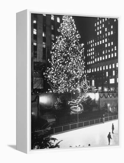 Rockefeller Center Christmas Tree at Night-Alfred Eisenstaedt-Framed Premier Image Canvas