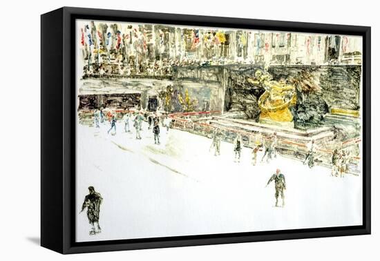 Rockefeller Center, Skaters-Anthony Butera-Framed Premier Image Canvas