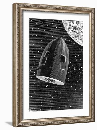 Rocket Capsule Illustration from the 1872 Edition of from the Earth to the Moon-Jules Verne-Framed Giclee Print