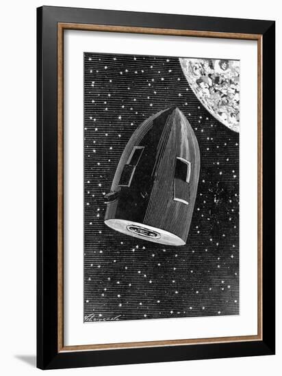 Rocket Capsule Illustration from the 1872 Edition of from the Earth to the Moon-Jules Verne-Framed Giclee Print