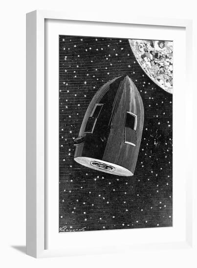 Rocket Capsule Illustration from the 1872 Edition of from the Earth to the Moon-Jules Verne-Framed Giclee Print