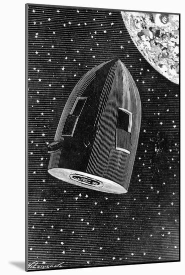 Rocket Capsule Illustration from the 1872 Edition of from the Earth to the Moon-Jules Verne-Mounted Giclee Print