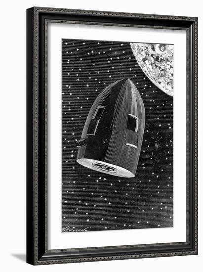 Rocket Capsule Illustration from the 1872 Edition of from the Earth to the Moon-Jules Verne-Framed Giclee Print