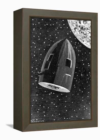 Rocket Capsule Illustration from the 1872 Edition of from the Earth to the Moon-Jules Verne-Framed Premier Image Canvas