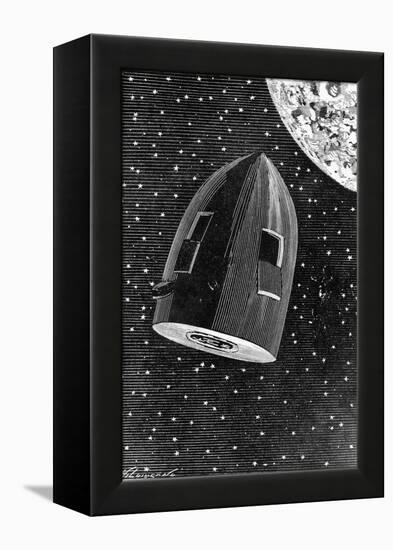 Rocket Capsule Illustration from the 1872 Edition of from the Earth to the Moon-Jules Verne-Framed Premier Image Canvas