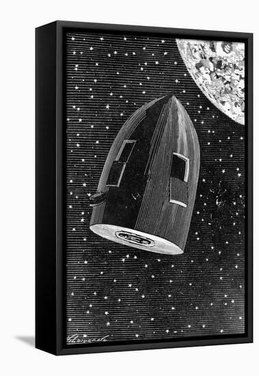 Rocket Capsule Illustration from the 1872 Edition of from the Earth to the Moon-Jules Verne-Framed Premier Image Canvas