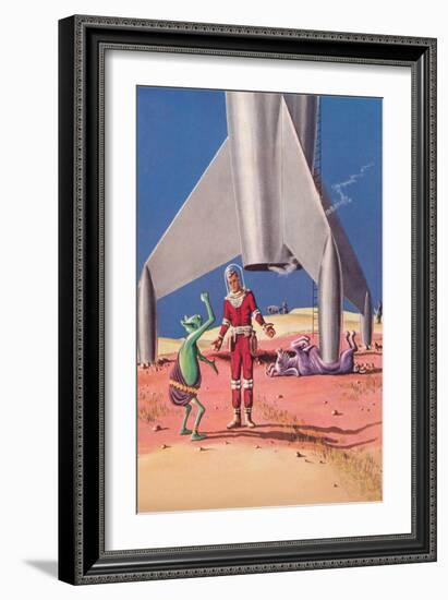 Rocket Lands on Alien Beast-null-Framed Art Print