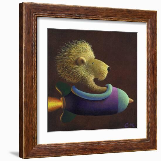 Rocket Lion-Chris Miles-Framed Art Print