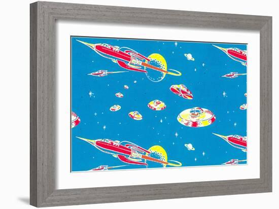 Rockets and Flying Saucers-null-Framed Art Print